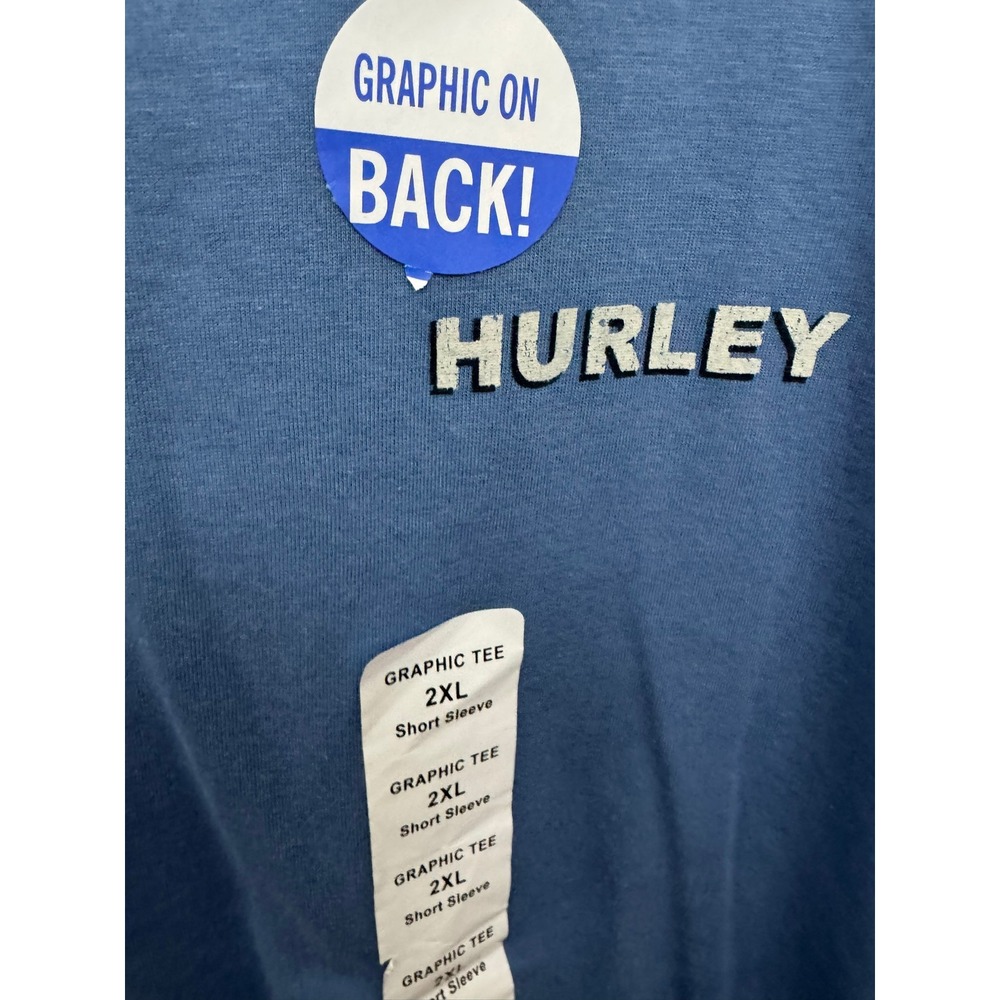 Hurley Mens XXL Blue Surf & Enjoy Graphic T-Shirt Short Sleeve Cotton Tee NEW - Picture 10 of 10